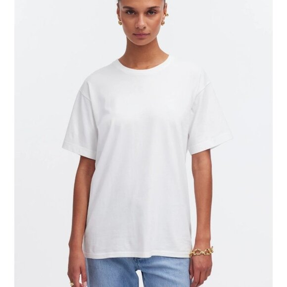 Madewell Cotton Relaxed Oversized Tee Women's Size XS in Eyelet White NWT! - Picture 1 of 5